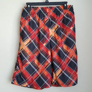 Wave Zone Men's Swim Trunks Shorts Orange Black Drawstring Size 32/34 New